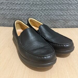 Samuel Hubbard Shoes Men 9.5 Black Driftwood Leather Slip On Nautical Preppy